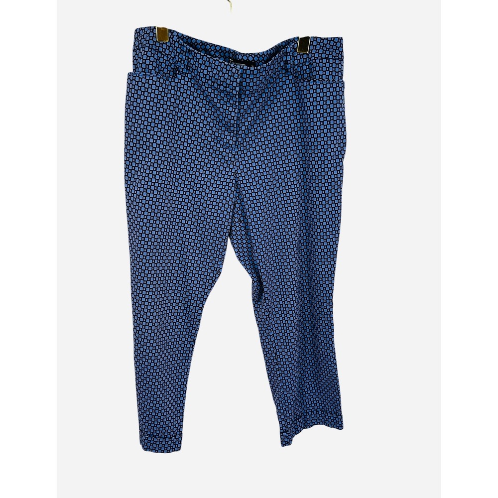 New York & Company 7th Avenue Suiting Blue Geometric Ankle Pants Size 14